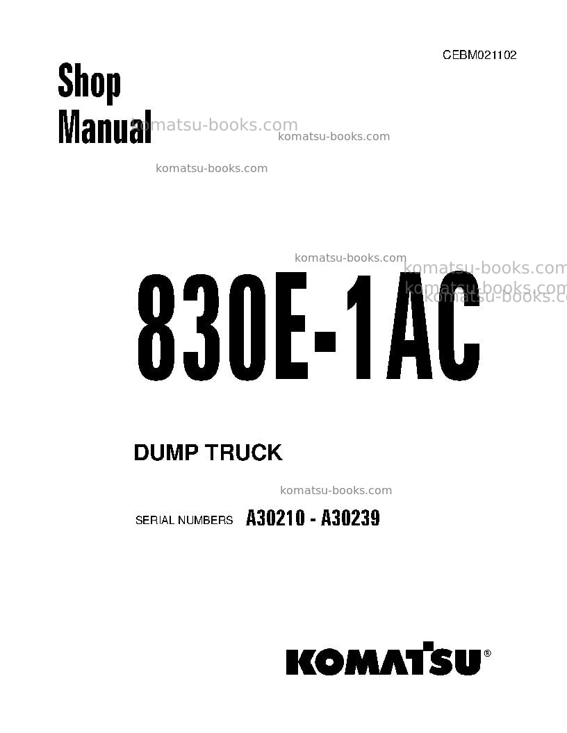 Komatsu 830e-1usa-ac Repair & maintenance cover