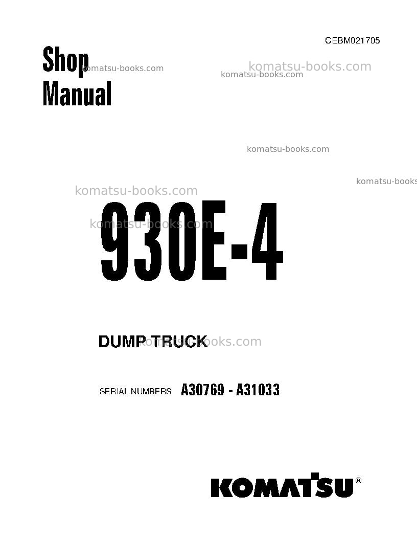 Komatsu 930e-4usa-se Repair & maintenance cover Komatsu 930e-4usa-se Repair & maintenance cover