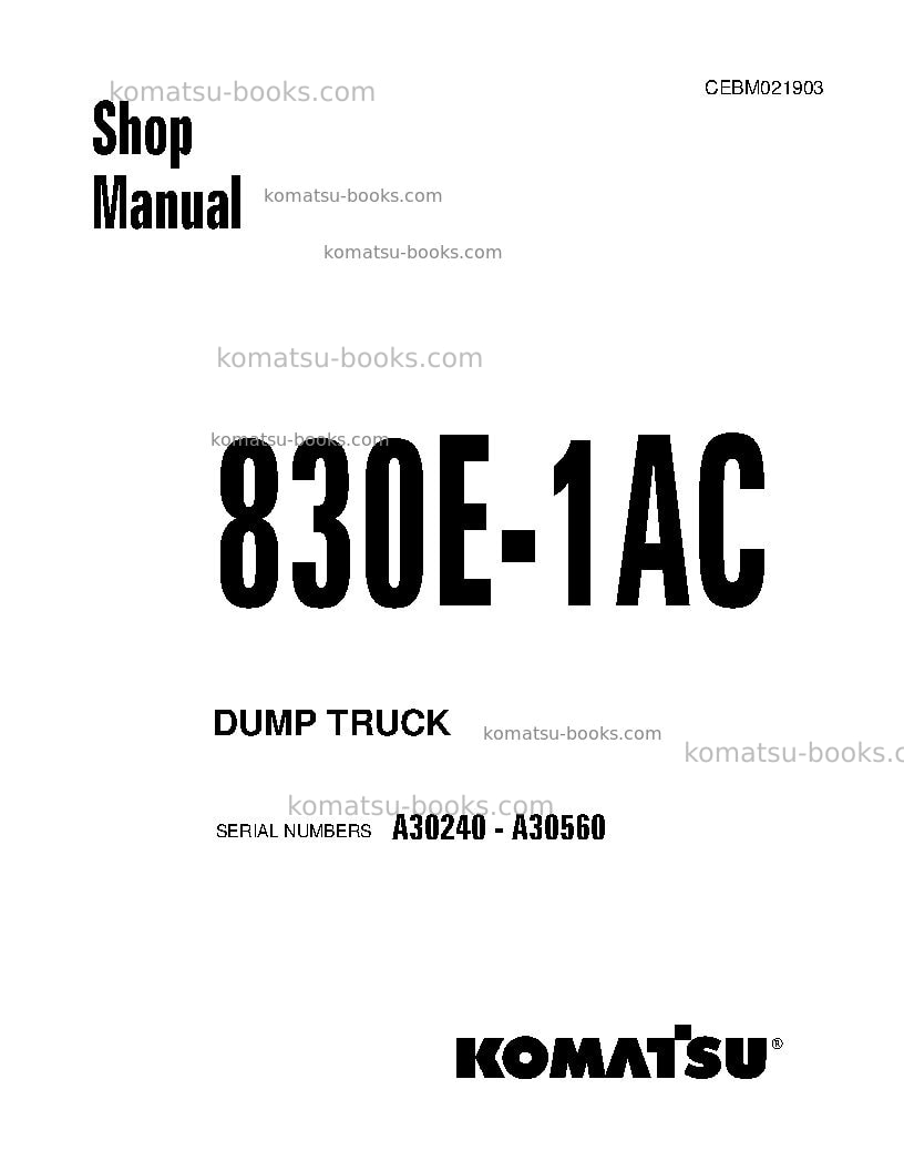 Komatsu 830e-1usa-ac Repair & maintenance cover Komatsu 830e-1usa-ac Repair & maintenance cover