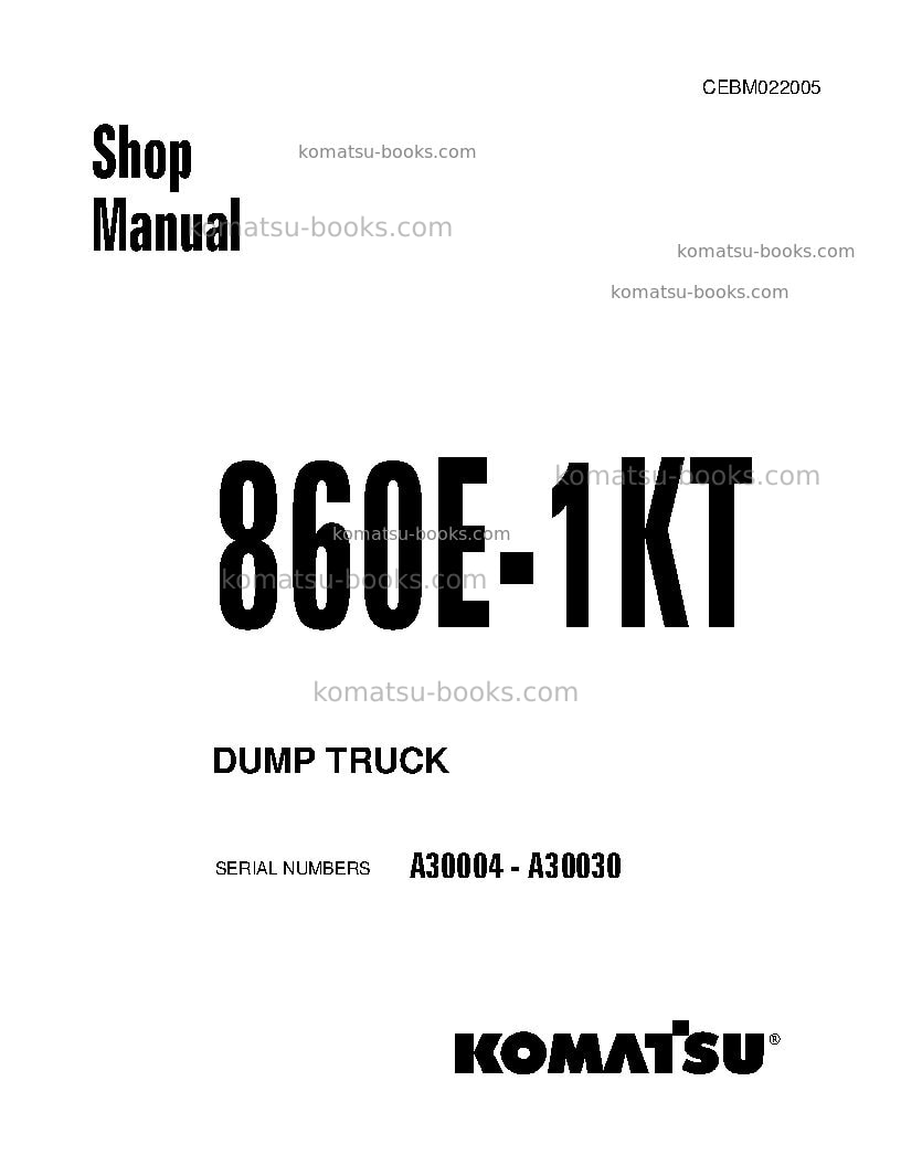 Komatsu 860e-1usa-kt Repair & maintenance cover
