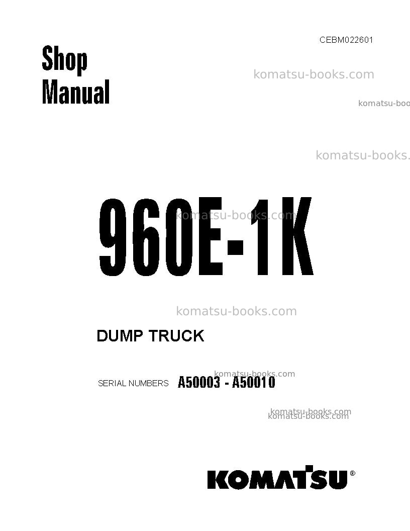 Komatsu 960e-1usa-k Repair & maintenance cover