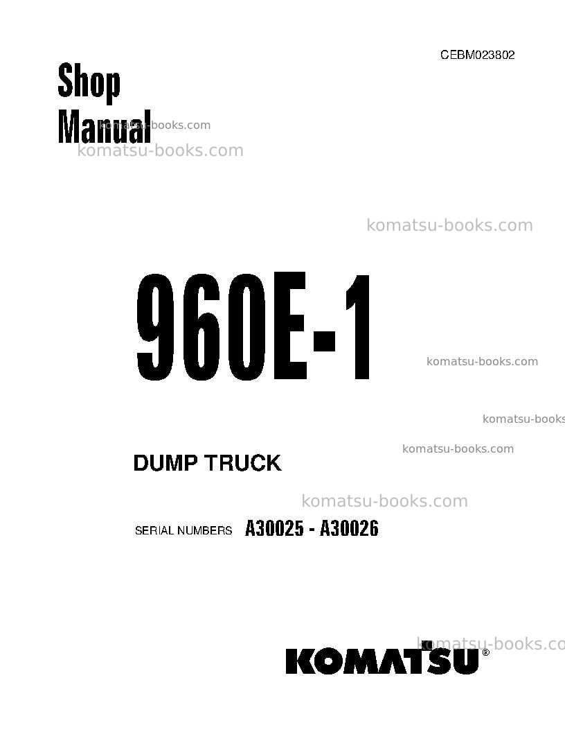 Komatsu 960e-1usa Repair & maintenance cover