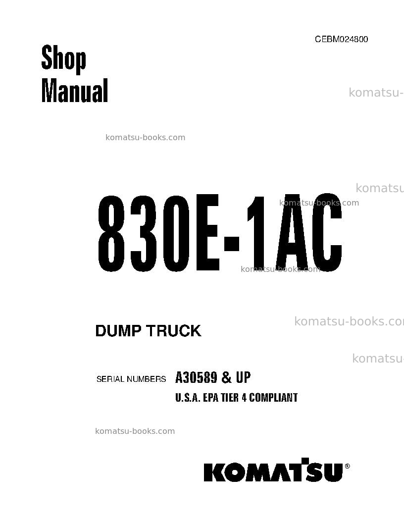 Komatsu 830e-1usa-ac Repair & maintenance cover