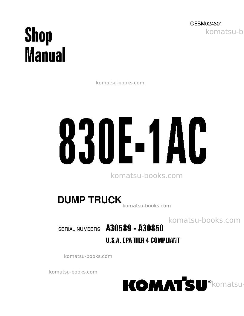 Komatsu 830e-1usa-ac Repair & maintenance cover Komatsu 830e-1usa-ac Repair & maintenance cover