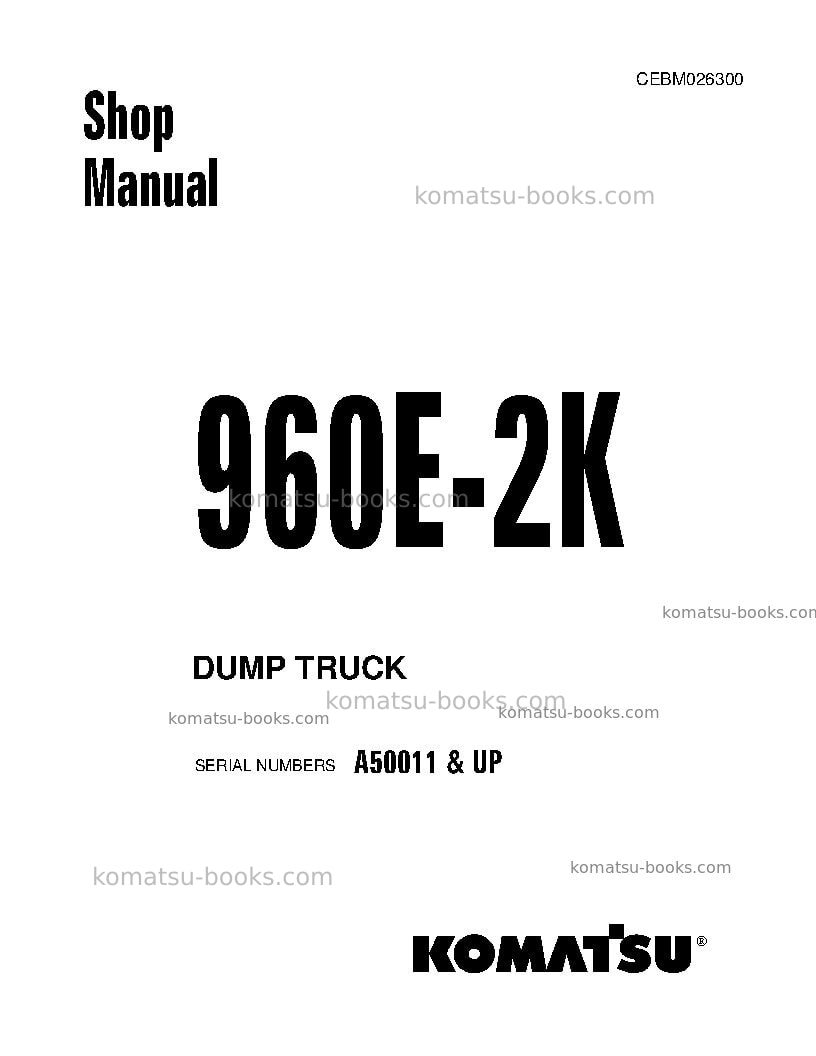 Komatsu 960e-2usa-k Repair & maintenance cover