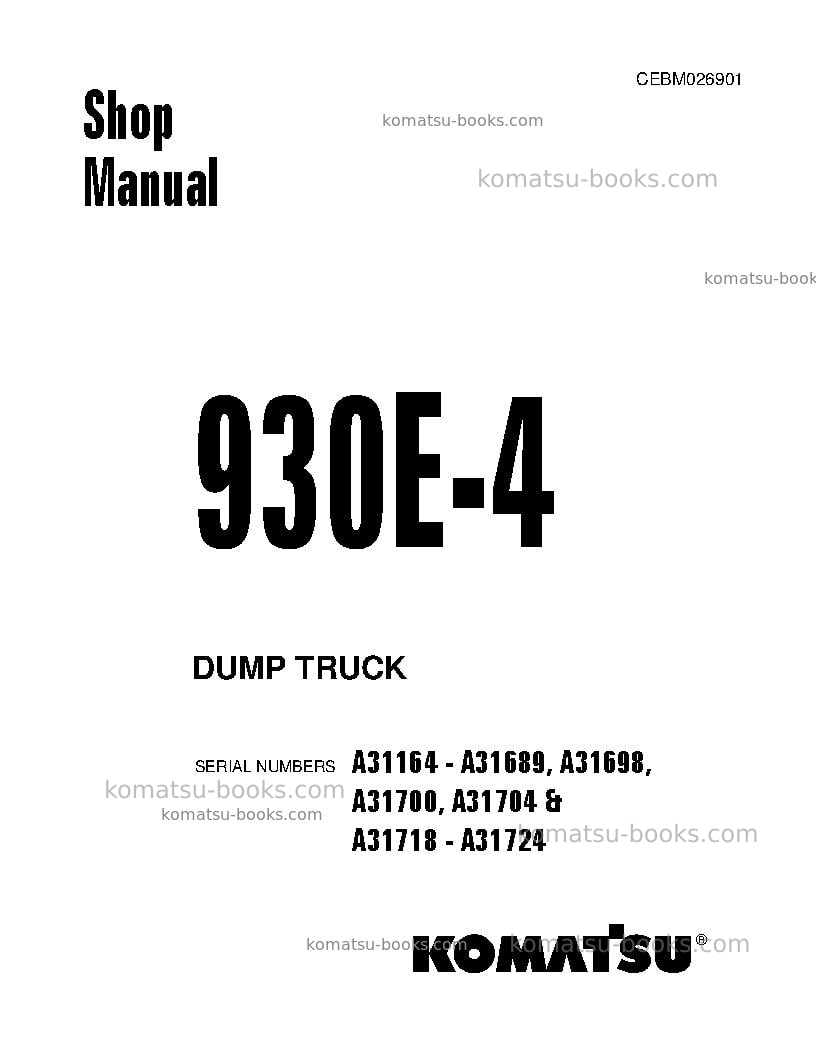 Komatsu 930e-4usa Repair & maintenance cover Komatsu 930e-4usa Repair & maintenance cover