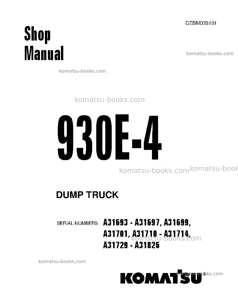 Komatsu 930e-4usa Repair & maintenance cover Komatsu 930e-4usa Repair & maintenance cover