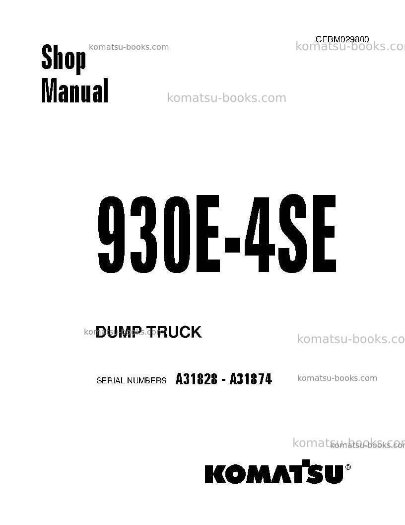 Komatsu 930e-4usa-se Repair & maintenance cover