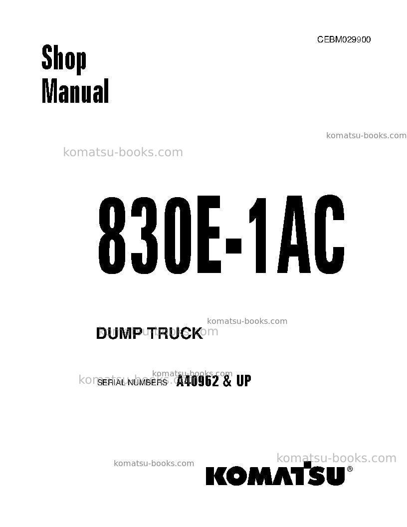 Komatsu 830e-1usa-ac Repair & maintenance cover