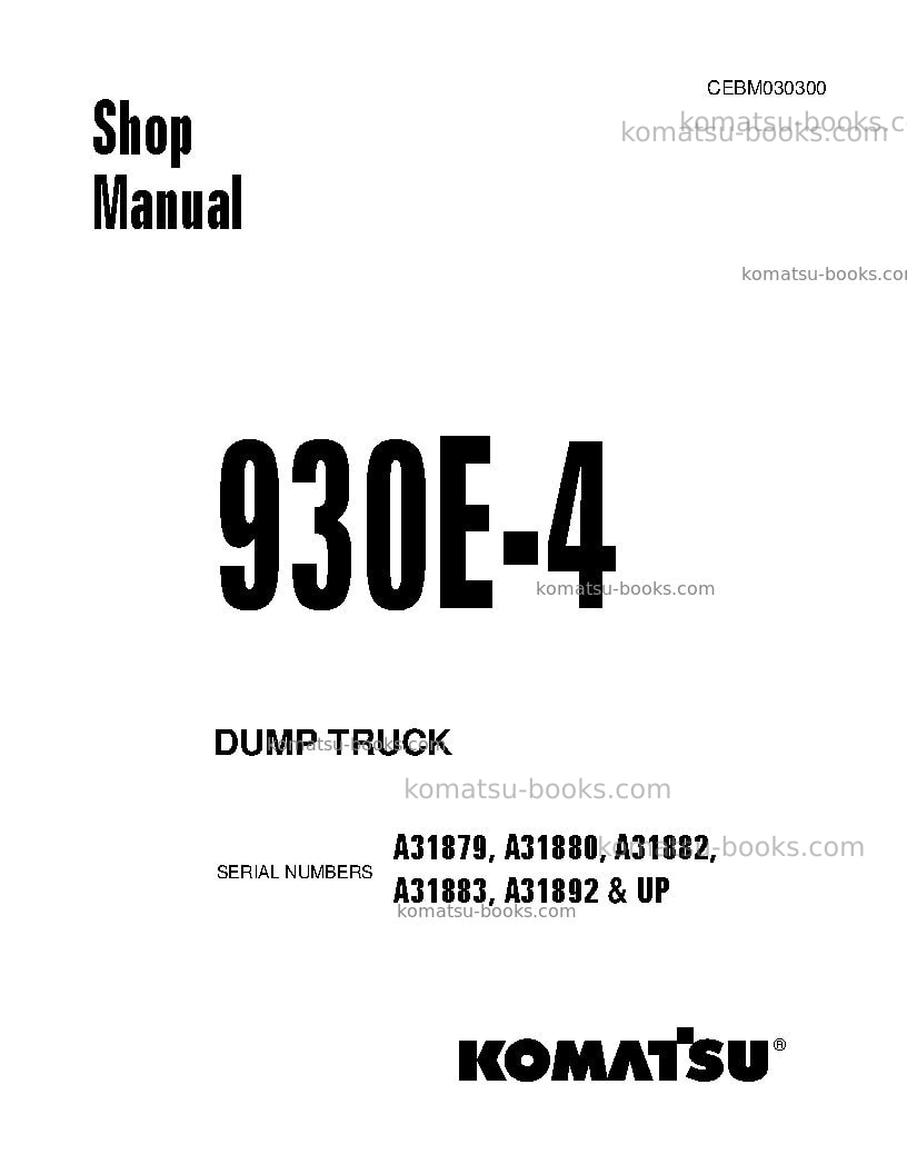 Komatsu 930e-4usa Repair & maintenance cover