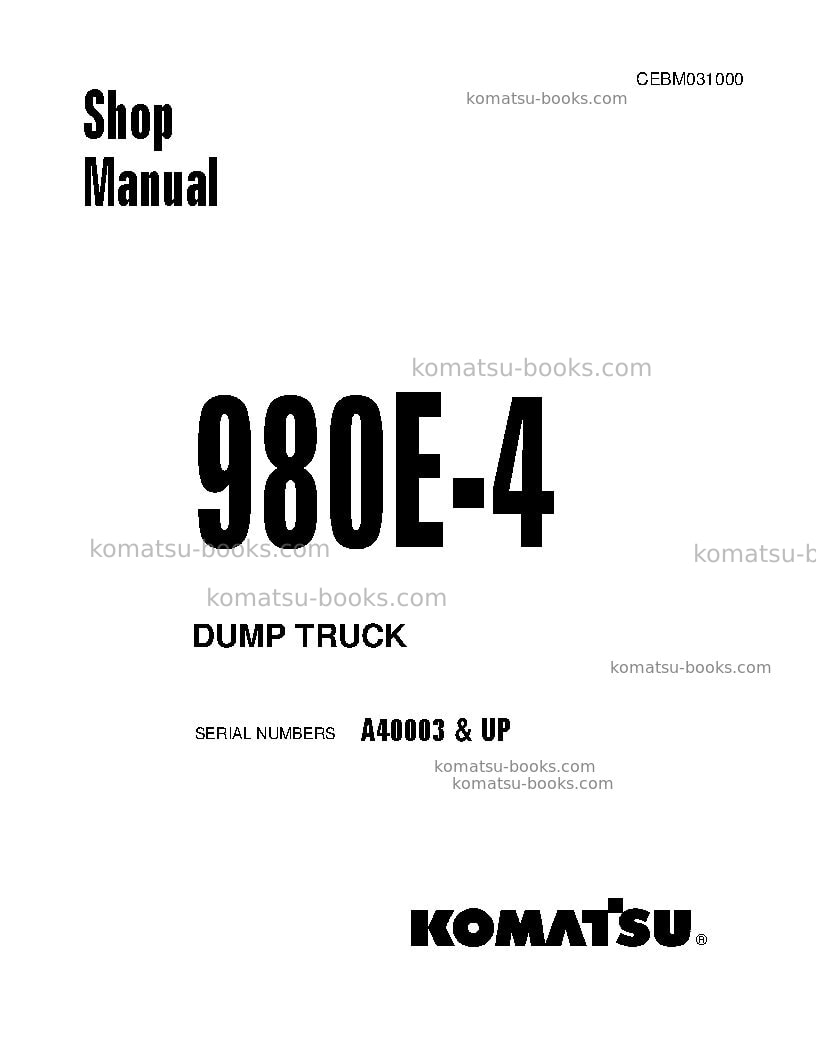 Komatsu 980e-4usa Repair & maintenance cover