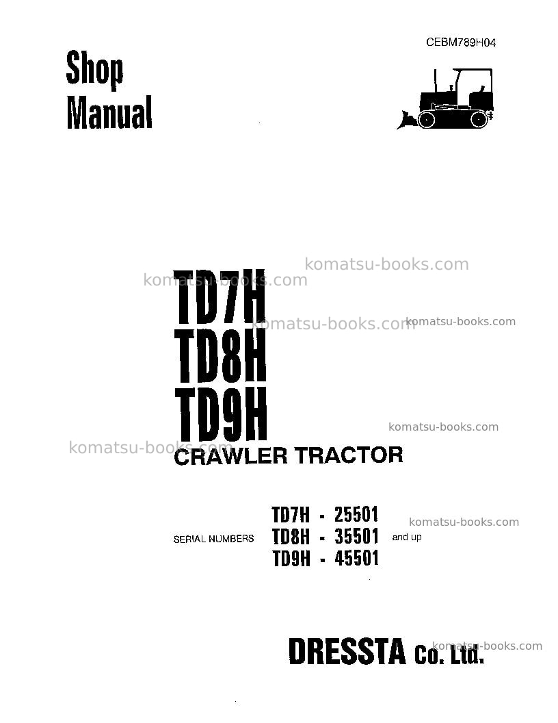 Komatsu td-7h Repair & maintenance cover