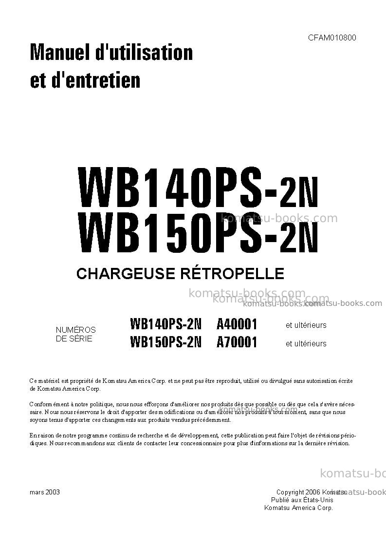 Komatsu sk1020-5ita-turbo Operation manual cover