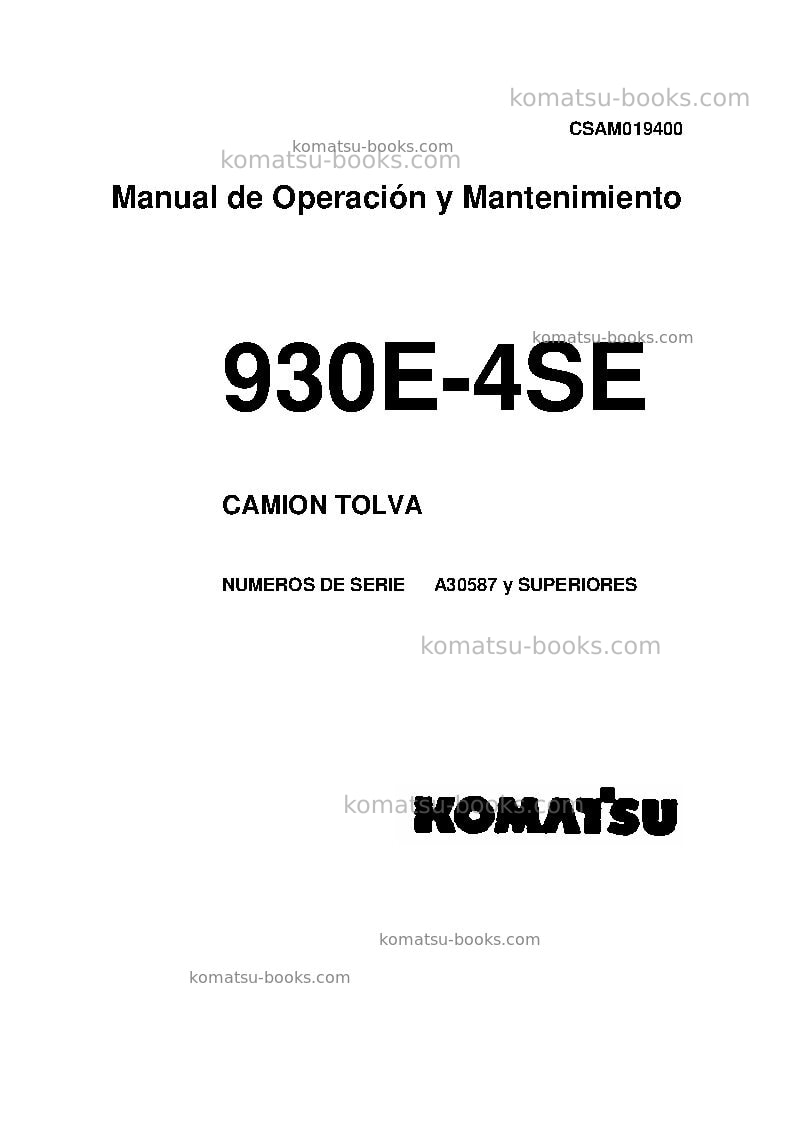 Komatsu 930e-4usa-se Manual de operación cover Komatsu 930e-4usa-se Manual de operación cover