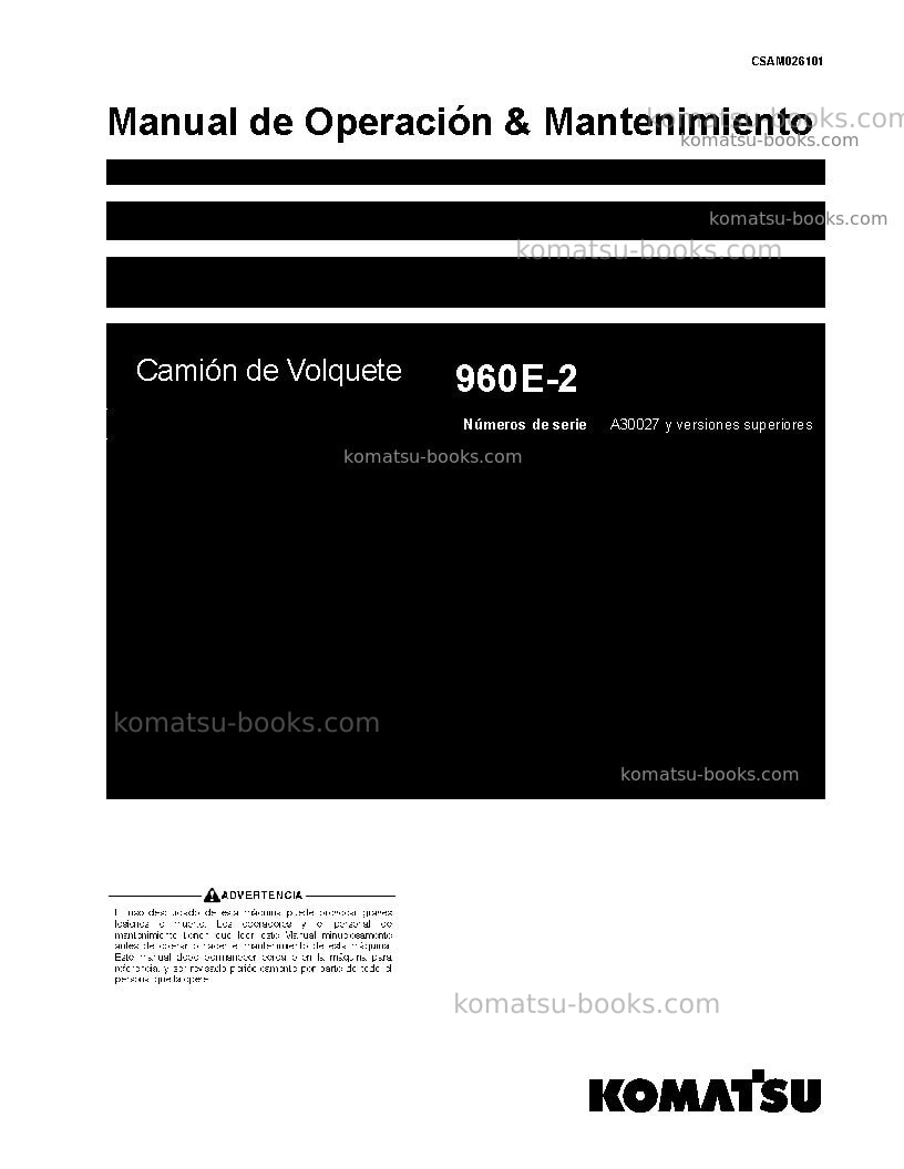Komatsu 960e-2usa Manual de operación cover Komatsu 960e-2usa Manual de operación cover