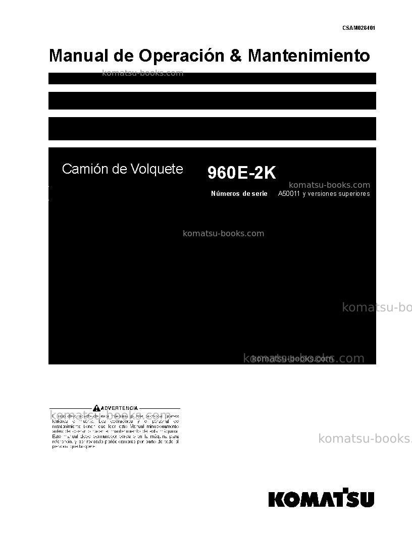 Komatsu 960e-2usa-k Manual de operación cover Komatsu 960e-2usa-k Manual de operación cover