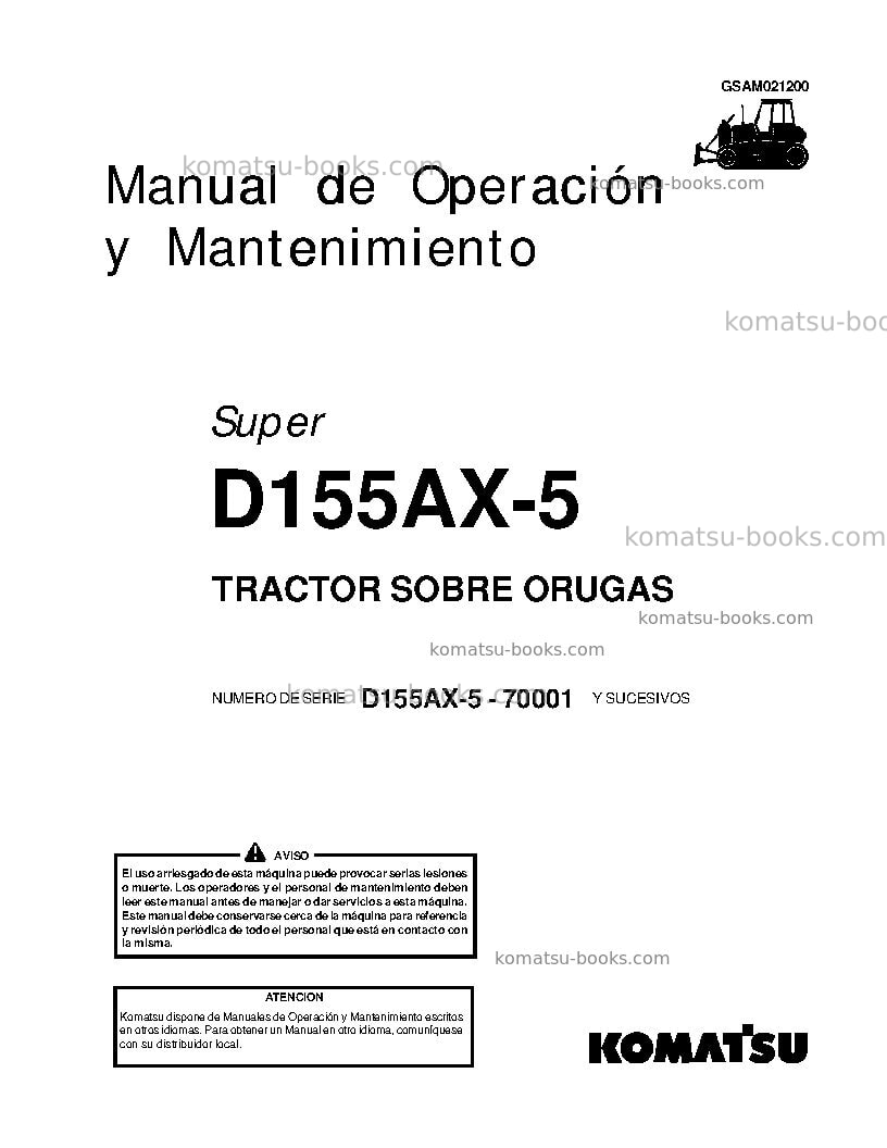 Komatsu d155ax-5jpn Manual de operación cover