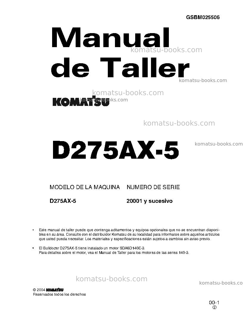Komatsu d275ax-5jpn Reparación y mantenimiento cover