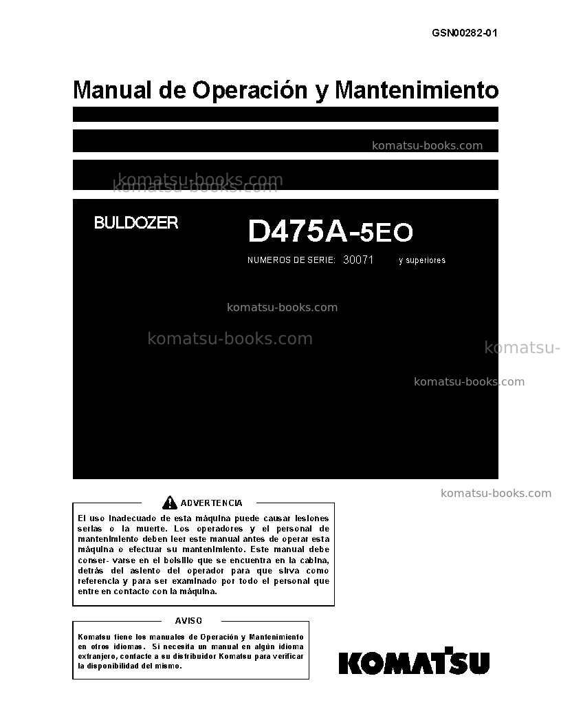 Komatsu d475a-5jpn-e0 Manual de operación cover