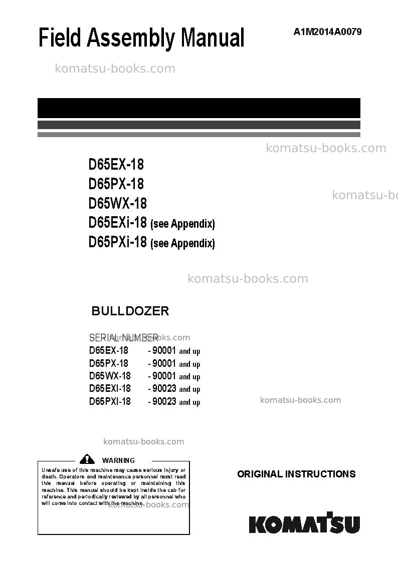 Komatsu d65ex-18jpn Field assembly manual cover Komatsu d65ex-18jpn Field assembly manual cover