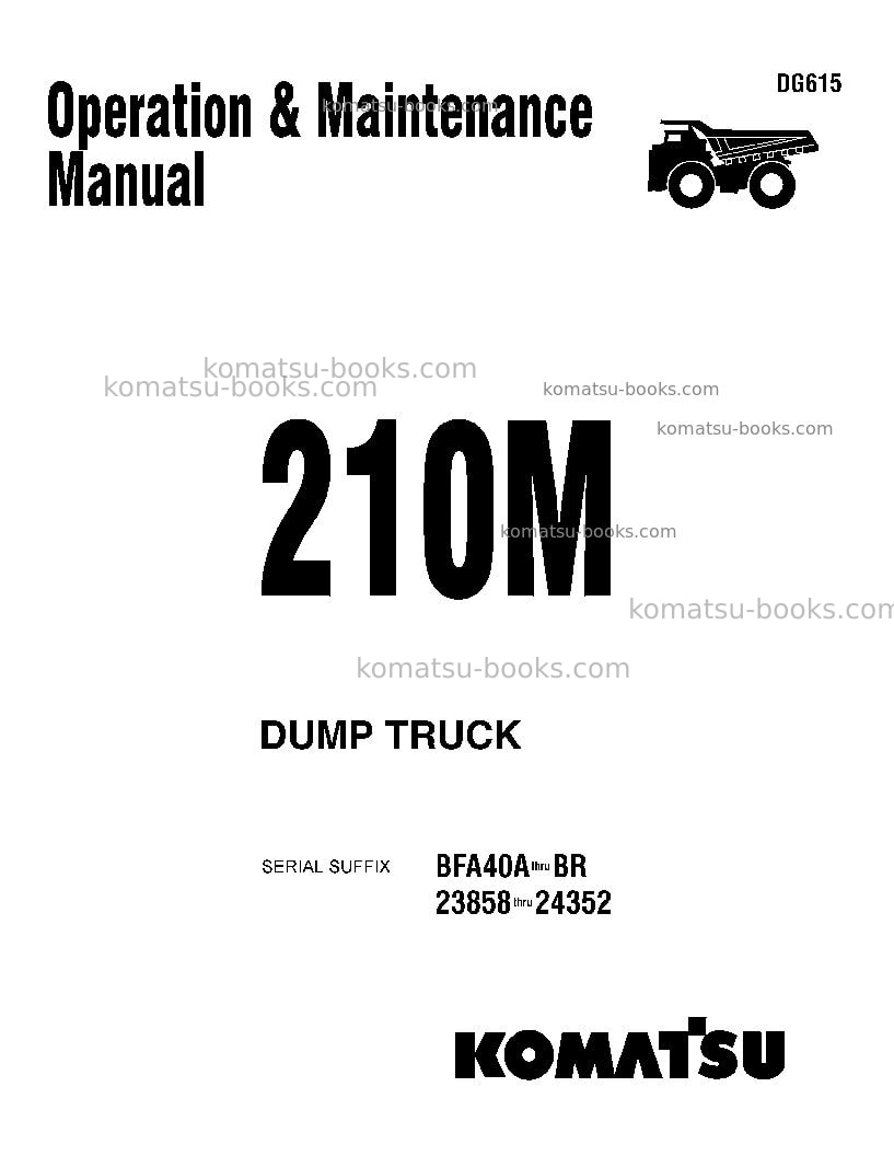 Komatsu 210musa Operation manual cover Komatsu 210musa Operation manual cover