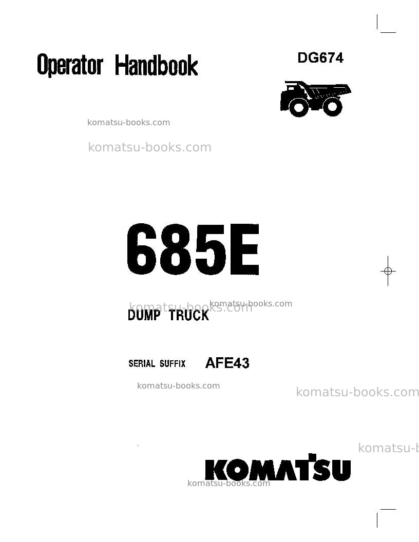 Komatsu 685eusa Operation manual cover