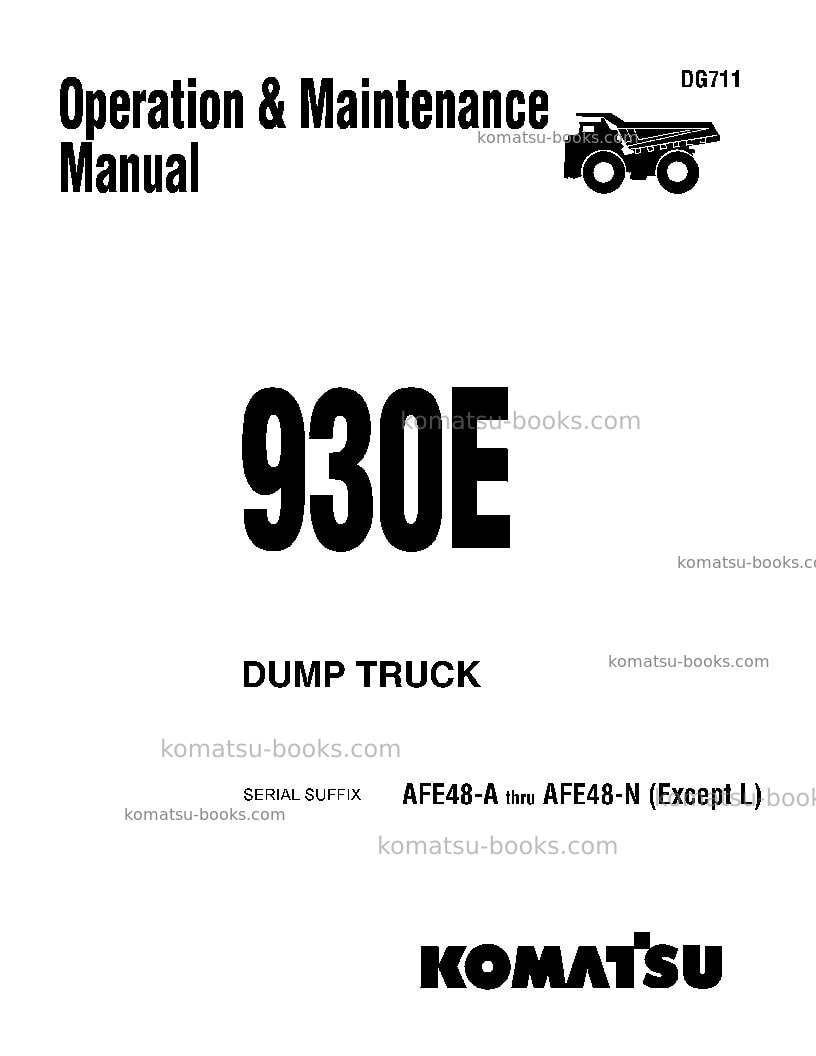 Komatsu 930eusa Operation manual cover Komatsu 930eusa Operation manual cover