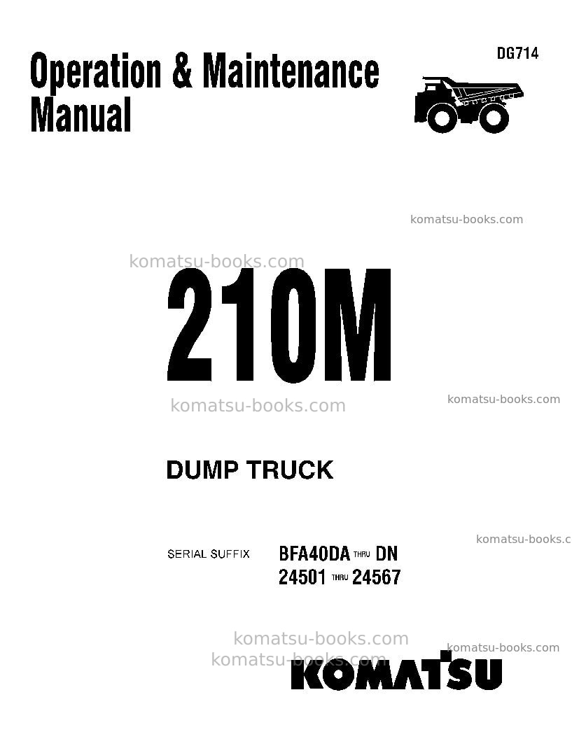 Komatsu 210musa Operation manual cover Komatsu 210musa Operation manual cover