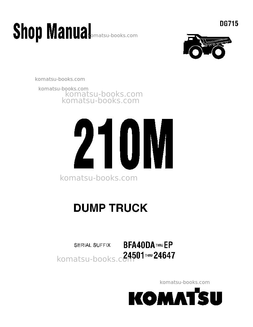 Komatsu 210musa Repair & maintenance cover