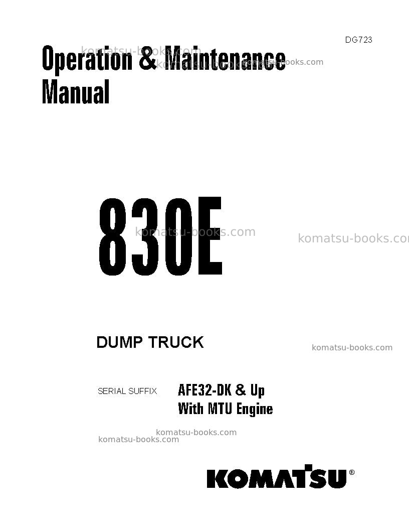 Komatsu 830eusa Operation manual cover