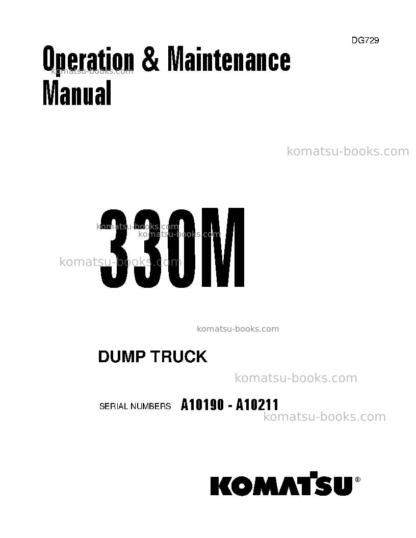 Komatsu 330musa-sa12v140z-1 eng Operation manual cover Komatsu 330musa-sa12v140z-1 eng Operation manual cover