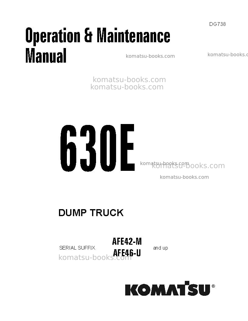 Komatsu 630eusa Operation manual cover