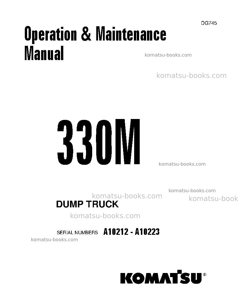 Komatsu 330musa-sa12v140z-1 eng Operation manual cover Komatsu 330musa-sa12v140z-1 eng Operation manual cover