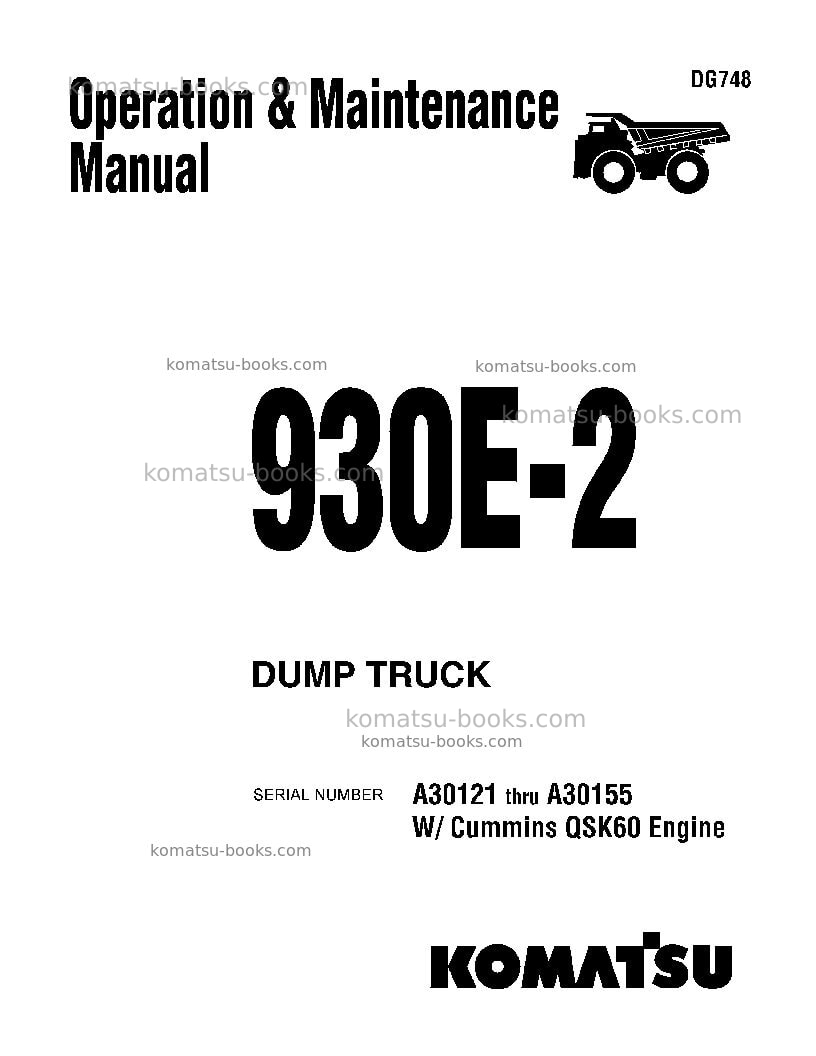 Komatsu 930e-2usa Operation manual cover