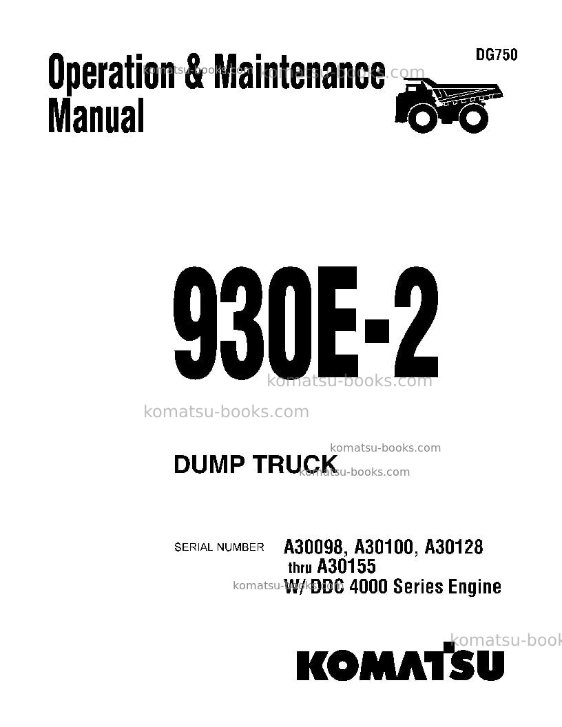 Komatsu 930e-2usa-5 Operation manual cover Komatsu 930e-2usa-5 Operation manual cover