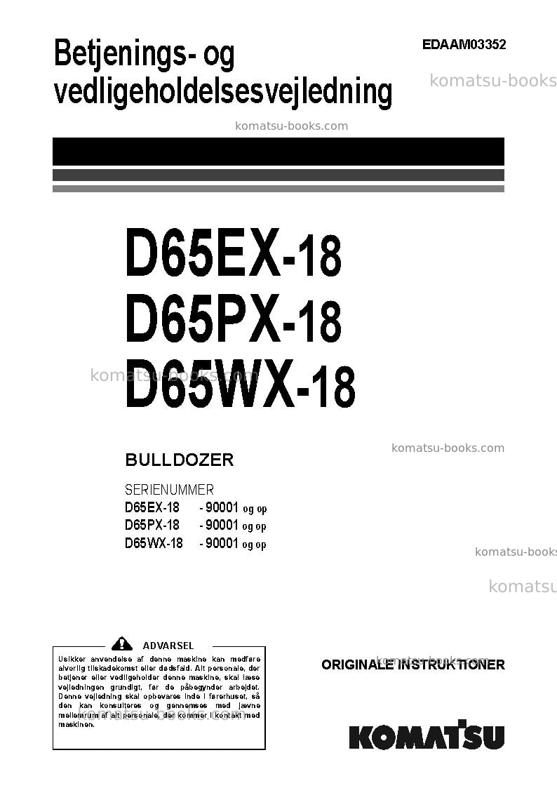 Komatsu d65ex-18jpn Operation manual cover Komatsu d65ex-18jpn Operation manual cover