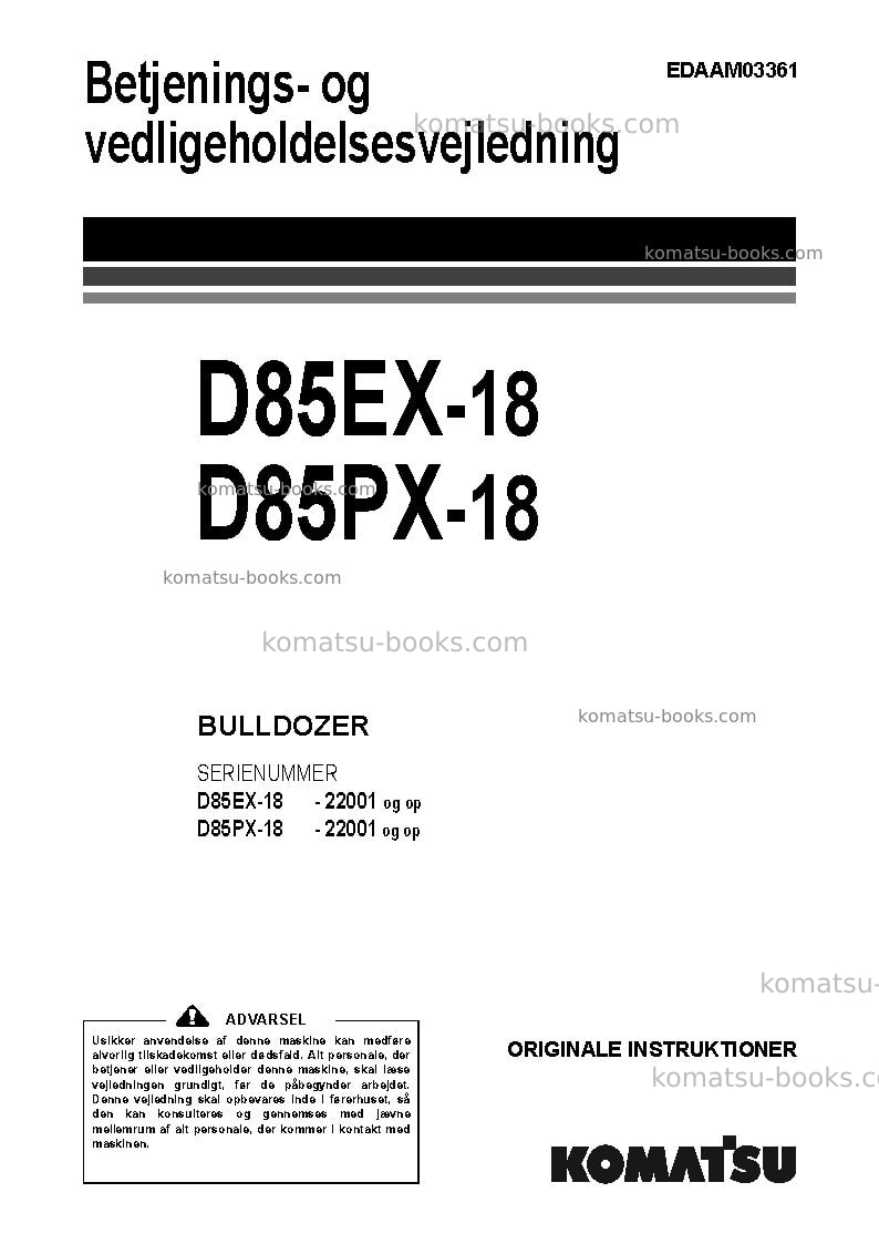 Komatsu d85px-18jpn Operation manual cover Komatsu d85px-18jpn Operation manual cover