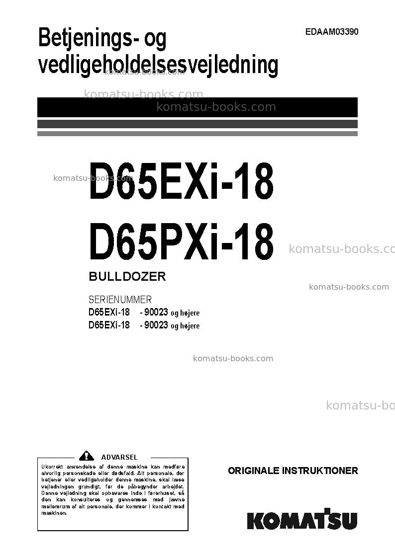 Komatsu d65pxi-18jpn Operation manual cover Komatsu d65pxi-18jpn Operation manual cover