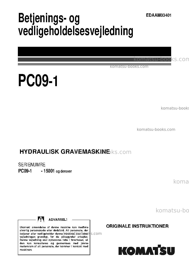 Komatsu pc09-1ita Operation manual cover Komatsu pc09-1ita Operation manual cover