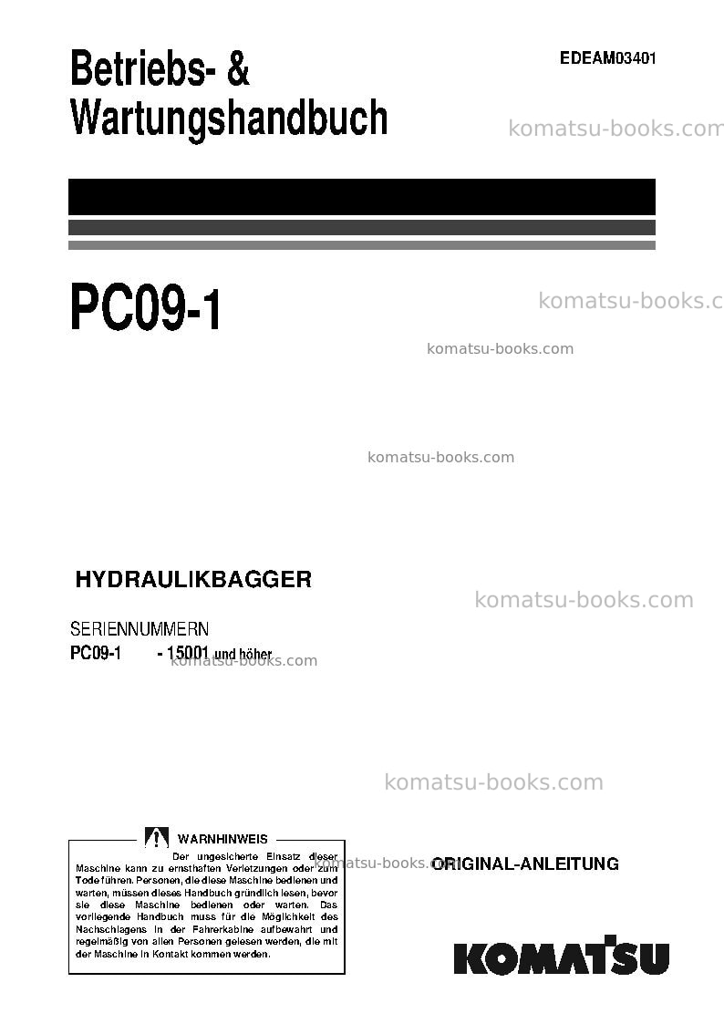 Komatsu pc09-1ita Betriebsanleitung Titelseite Komatsu pc09-1ita Betriebsanleitung Titelseite