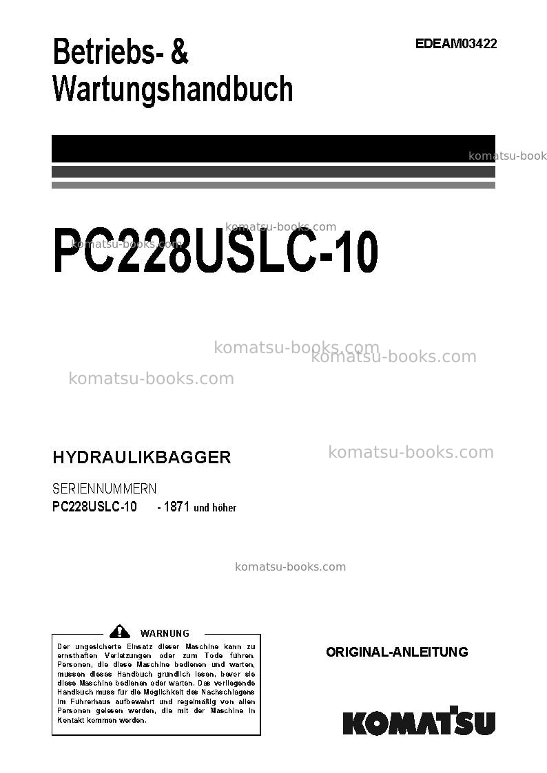 Komatsu pc228uslc-10jpn Betriebsanleitung Titelseite