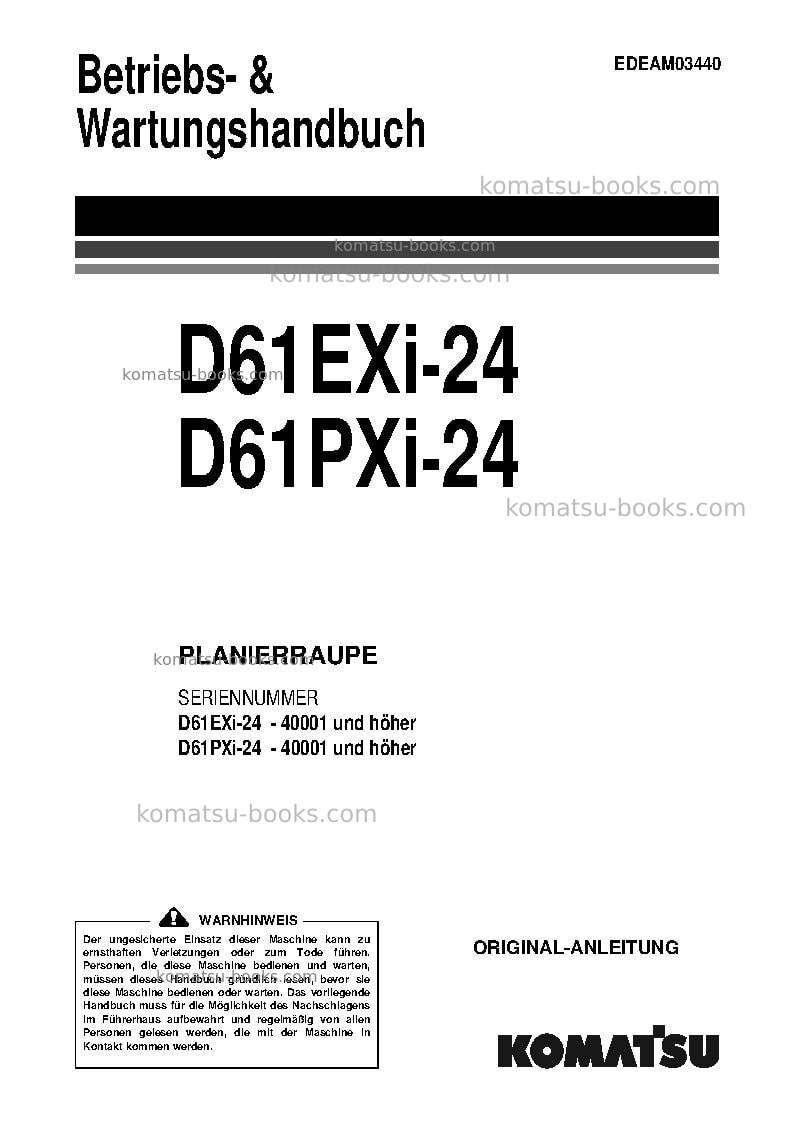 Komatsu d61exi-24jpn Betriebsanleitung Titelseite Komatsu d61exi-24jpn Betriebsanleitung Titelseite
