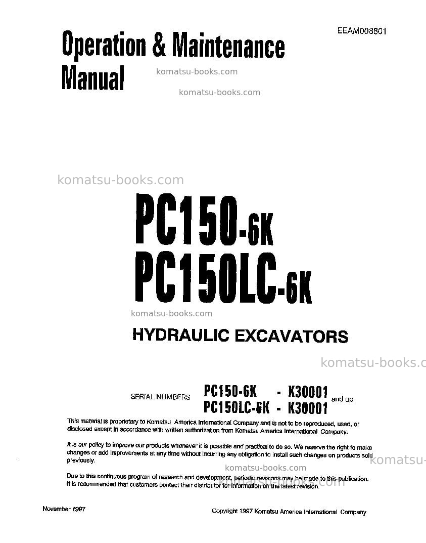 Komatsu pc150-6gbr-k Operation manual cover Komatsu pc150-6gbr-k Operation manual cover