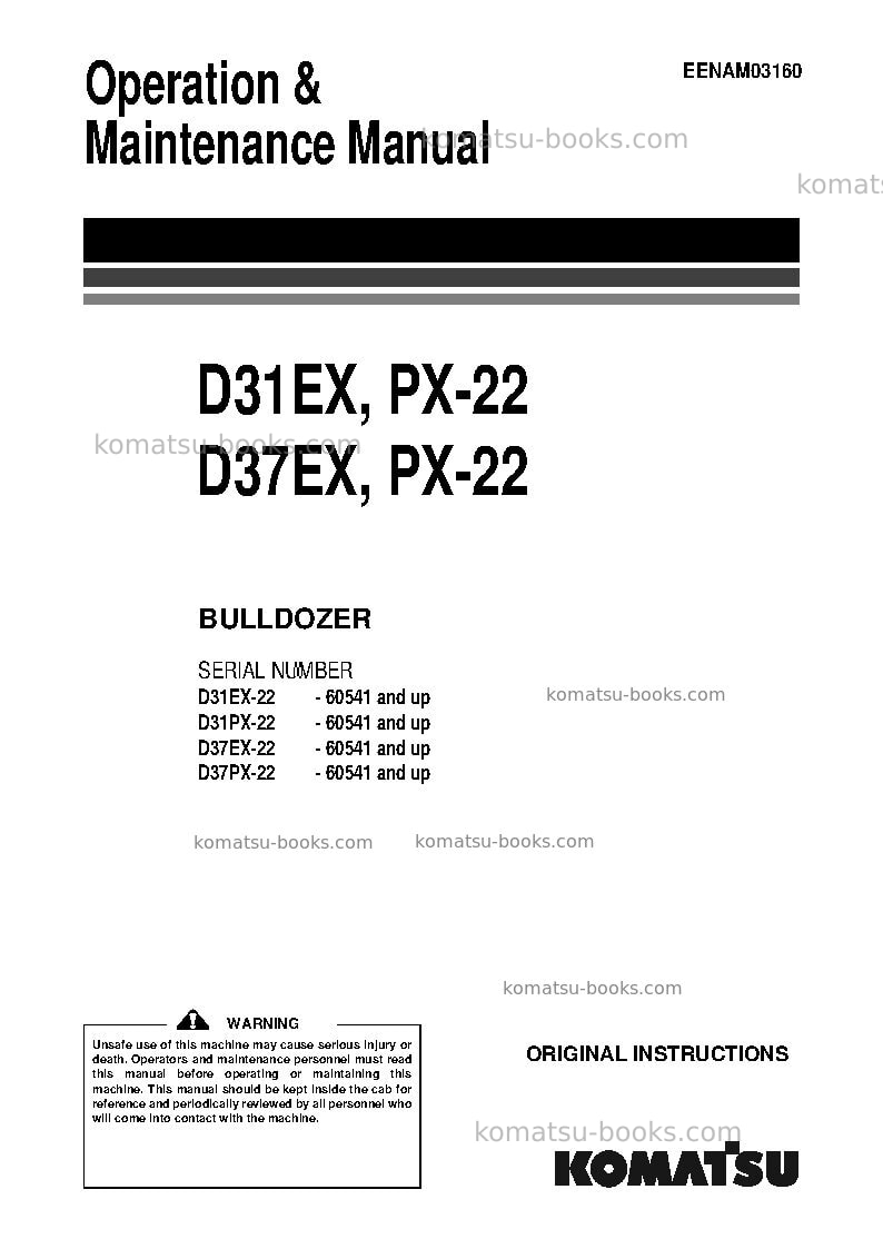 Komatsu d31px-22jpn Operation manual cover Komatsu d31px-22jpn Operation manual cover