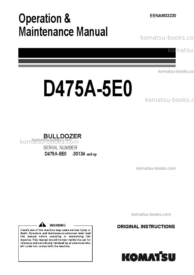 Komatsu d475a-5jpn-tier2 Operation manual cover