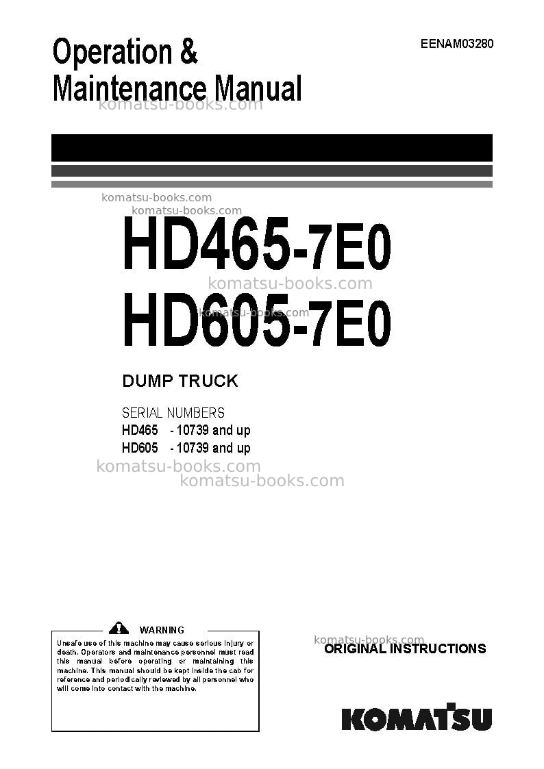 Komatsu hd465-7jpn-e0 Operation manual cover Komatsu hd465-7jpn-e0 Operation manual cover