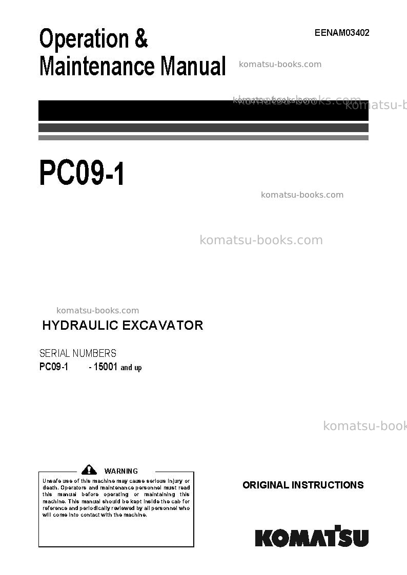Komatsu pc09-1ita Operation manual cover Komatsu pc09-1ita Operation manual cover