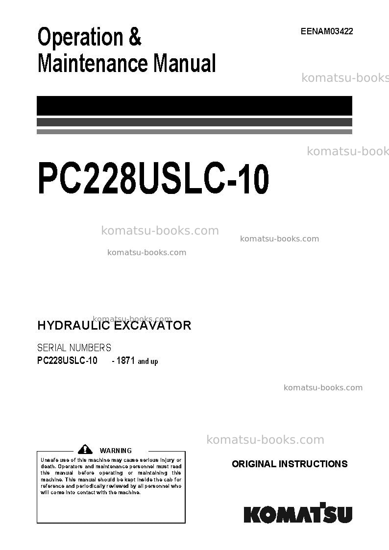Komatsu pc228uslc-10jpn Operation manual cover Komatsu pc228uslc-10jpn Operation manual cover