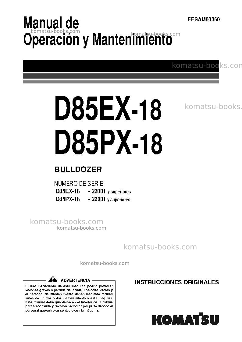 Komatsu d85ex-18jpn Manual de operación cover Komatsu d85ex-18jpn Manual de operación cover