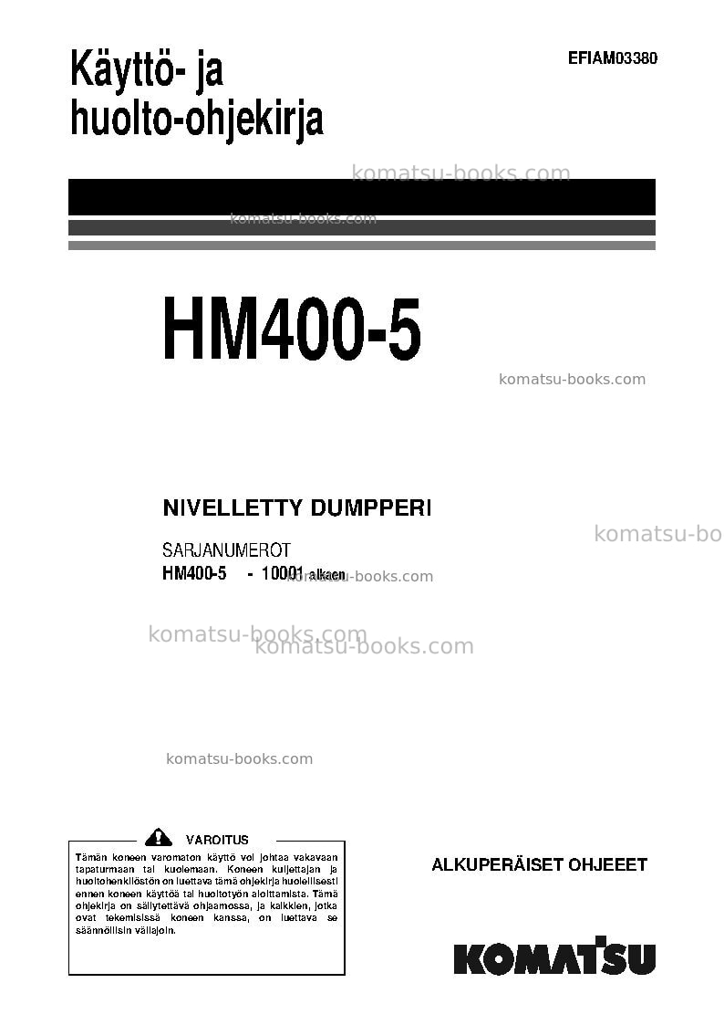 Komatsu hm400-5jpn Operation manual cover